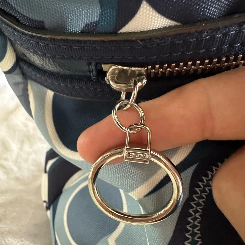 Vintage Coach Blue and White Tote Bag